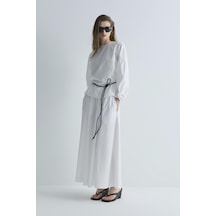 Suud Collection Beyaz Lara Kloş Etek