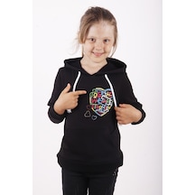 Toontoy Kız Çocuk Stronger Baskılı Sweatshirt Gri Melanj
