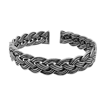 Oya Silver Kalın Örgü Gümüş Bilezik Oya-kly-001