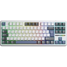 Aula F87 Pro Mekanik Rgb Tkl Graywood V4 Switch Kablosuz Makrolu Hot Swap Türkçe Q Klavye Mavi