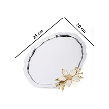 Tr 6 Adet Oval Papatya Çiçekli Kahve-çay Servis Ve Sunum Tepsisi 25x20 Cm, Gümüş Diğer
