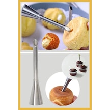 Paslanmaz Çelik Krema Sıkma Torbası Ucu Cupcake Dolgu Duy 1 Adet + 4 Adet Şanti Torbası