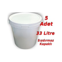 Decotone 33 L Plastik Kapaklı Kova Hobi Boya Gıda Yoğurt Kovası - 5 Adet Beyaz