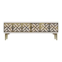Tsa1238btg - Arextv120 Tv Stand, Tv Sehpası Beyaz - Traverten - Gold 120cm