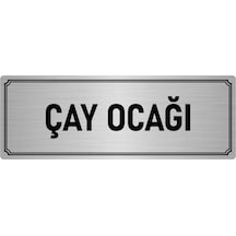 Metal Yönlendirme Levhası, Departman Kapı İsimliği Çay Ocağı 7x20 cm Gümüş Renk