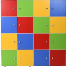 16 Kapaklı Öğrenci Dolabı (120X120X35 Cm) Çok Renkli