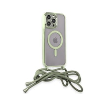 Mey İthalat Apple Uyumlu iPhone 14 Pro Kılıf Divo Lazer Askılı Magsafe Kapak - Koyu Yeşil