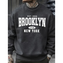 Tarzsokak Brooklyn New York Abd Baskı Erkek Kazak Sokak Modası Kazaklar Polar Sonbahar Gevşek Üstler Ra Antrasit