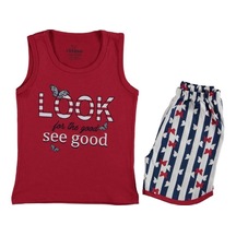 Kız Çocuk Look See Good Askılı Pijama Takımı-1646-kırmızı