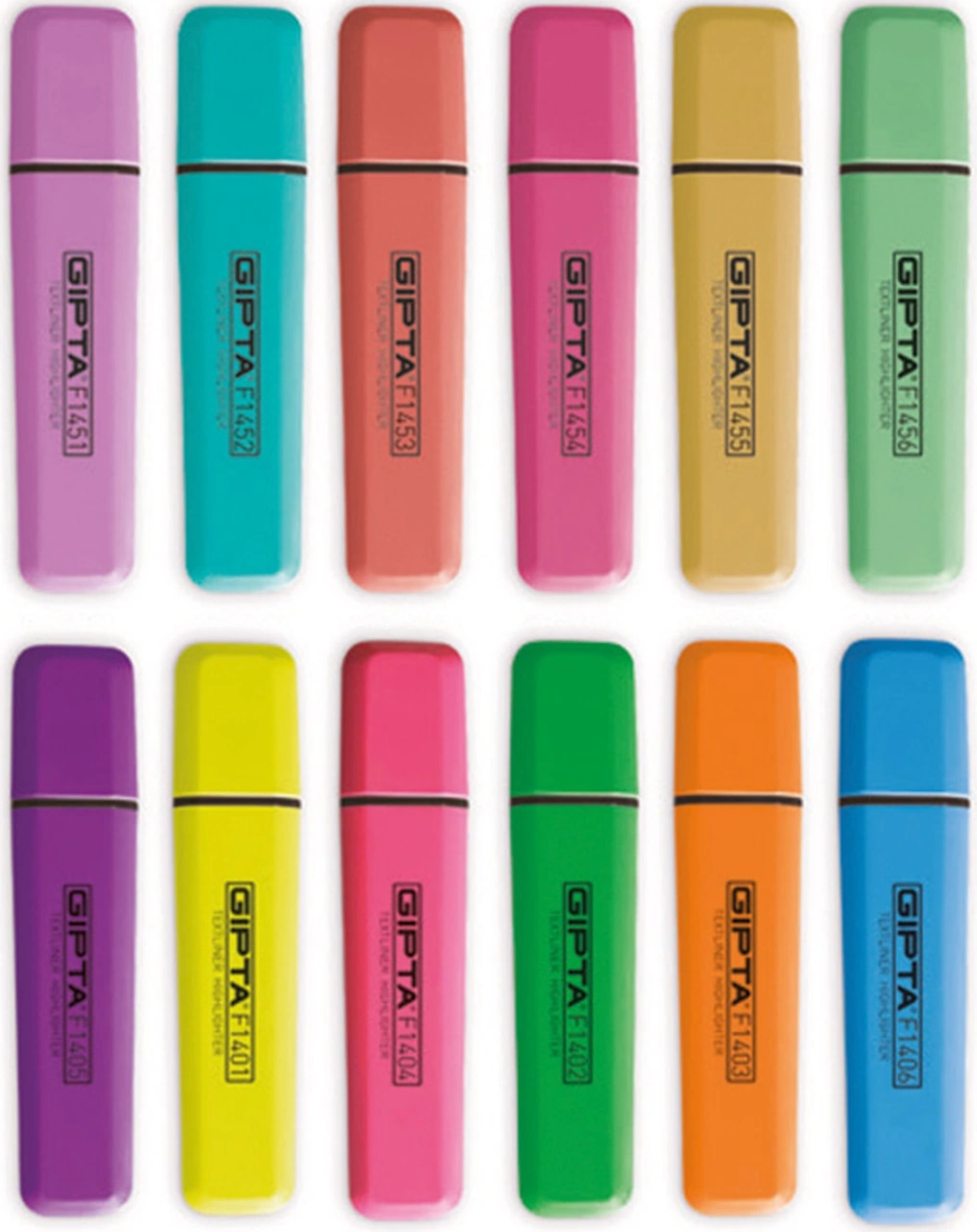 Fosforlu Işaretleme Kalemi Set 12 Renk - Kesik Uç Pastel Ve Florasan Canlı Renkler Karışık