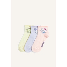 Defacto Hello Kitty Lisanslı Fırfırlı 3lü Pamuklu Soket Çorap Kız Çocuk H2343a8nskr1 Çok Renkli-kr1
