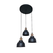Retro Metal Dekoratif 3 Lü Siyah Rustik Avize Çap:30 Cm Beyaz