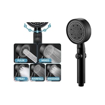Ulzyvf 5 Modlu Yüksek Basınçlı Duş Başlığı - Su Tasarruflu, Kolay Kurulum, Siyah Siyah