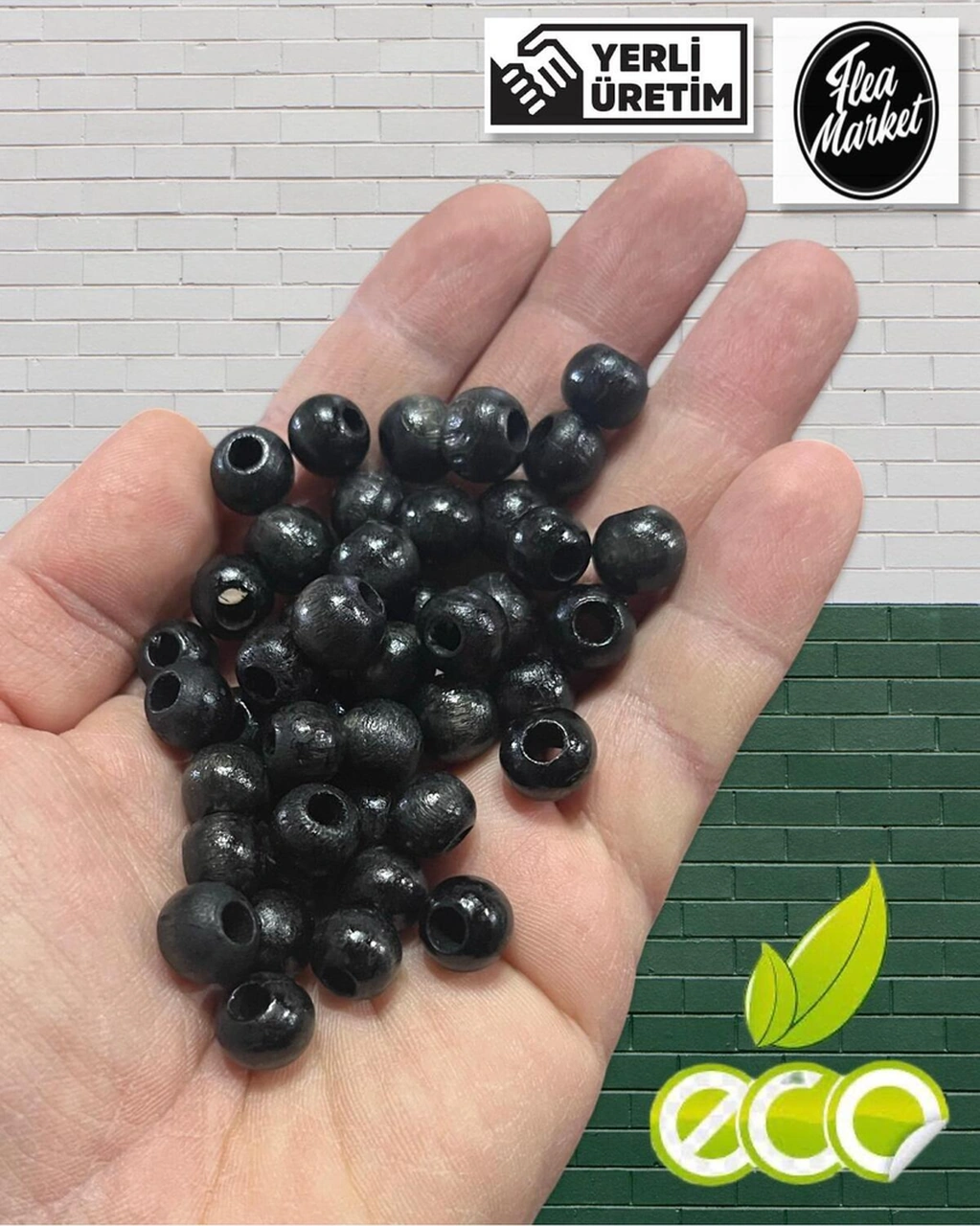 Ahşap Boncuk 10 Mm 100 Gr Ort 250 - 300 Adet Siyah