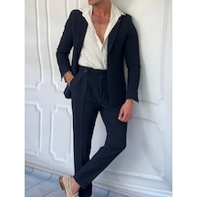 Modefendi Özel Seri %100 Gofre Kumaş İtalyan Kesim Pileli Modern Fit Takım Elbise Lacivert Modefendi Özel Seri %100 Gofre Kumaş İtalyan Kesim Pileli Modern Fit Takım Elbise Lacivert