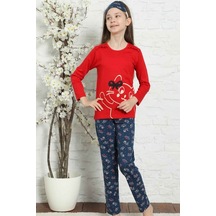 Alimer Kız Çocuk Bisiklet Yaka Uzun Kollu Pijama Takım Edy5157Uy