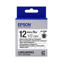 Epson LK-4TBW Strong Şeffaf Üzeri Siyah 12 MM 9 M Şerit