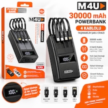M4u 30.000 Mah 4 Kablolu Dijital Göstergeli Powerbank 30000mah