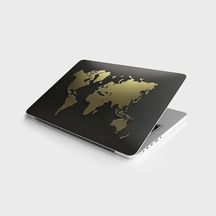 Laptop Sticker Notebook Pc Kaplama Etiketi Dünya Haritası Gold 1