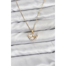 Mey İthalat 316l Çelik Zincir Gold Renk Kalp Ve Fiyonk Model Zirkon Taşlı Kadın Kolye - Özel Seri Meyeb697376a73863e314fb061f08 altın