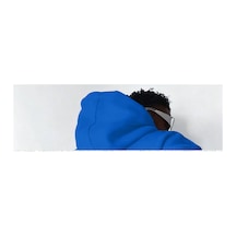 Erkek Baskılı Kapüşonlu Cepli Hoodie 3 İplik Pamuklu Sweatshirt - Saks Misi