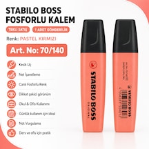 Boss Fosforlu Kalem 1 Adet Metin İşaretleme Kalemi Pastel Kırmızı