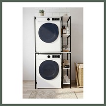 Bezos Çamaşır Makinesi Dolabı Yan Raflı Dolap Metal Banyo Organizer Çok Katlı Düzenleyici 264 Siyah Bzstk