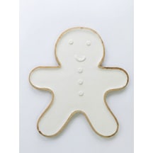 Gingerbread Formlu Büyük Dekoratif Seramik Tabak Beyaz