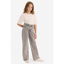 Defacto %100 Pamuk Straight Wide Geniş Paça Jean Pantolon Kız Çocuk G4943a825aunm18 Gri-nm18