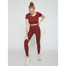 Koton Yüksek Bel Yoga Taytı Modal Karışımlı İpeksi Dokulu Kahverengi 3wak40279nk 3WAK40279NK524 Kahve