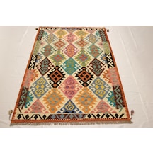 El Dokuma Afgan Kilim 100% Yün Kök Boya Elsanat Eserı İle Harika Anadolu Kilim Desenlı Çok Renkli