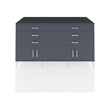 Kronos Konsol 2 Raflı 6 Çekmeceli 4 Kapaklı 176x59x99 Antrasit-an Antrasit-antrasit