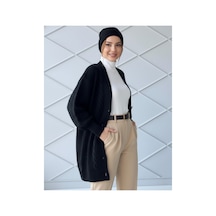 Flex Fashıon Kadın Kışlık Saç Örgü Popüler Trend Siyah Renk Triko Hırka Siyah - 656385124 Siyah - 656385124 Siyah
