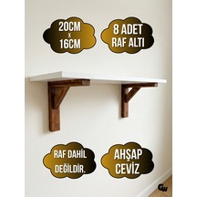 Raf Altı Ahşap Tutucu L Raf Ahşabı Duvar Sabitleyici Ahşap Ceviz 8 Adet 20x16cm Beyaz Çam