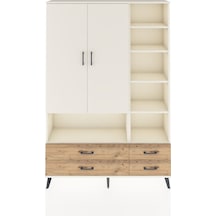 Arges Dolap 10 Raflı 4 Çekmeceli 2 Kapaklı 132x30x195 Aytaşı-aytaşı/çam Aytası/atlas Çam
