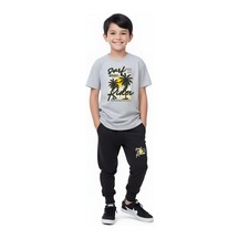 Fyk Kids Erkek Çocuk Mevsimlik Surf Rider Baskılı Alt-üst Takım Gri