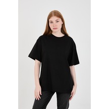 Feeling Baskı Oversize Kadın T-shirt Siyah 24ys95000006 01