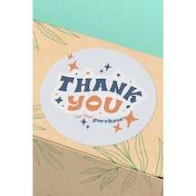 Yıldızlı Thank You Purchase Mavi Sticker 3x3cm St2237 Çok Renkli