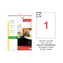 Tanex Tw-2000 210X297MM Polyester Etiket 25 Li