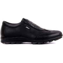 Fosco - Siyah Deri Bağcıksız Erkek Günlük Ayakkabı-Siyah