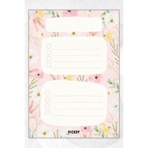 A5 Çiçek Bloknot Çizgili Defter - 50 Yaprak - Memopad - Notepad - Not Defteri - Not Kağıdı - 0765 Çok Renkli