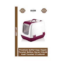 Premium Şeffaf Kapı Kapalı Tuvalet Balkon Gereci Küçük Kedi Tuvaleti 37x40x40