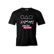 Squid Game - Üçgen Siyah Erkek Tshirt