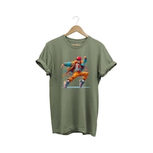 Dancing Boy Dans Eden Çocuk Tasarım Baskılı %100 Pamuk Regular Fit Haki T-shirt Haki