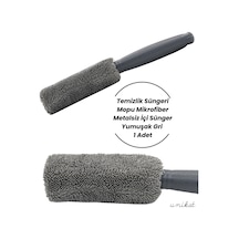 Jant Ve Egzoz Temizlik Süngeri Mopu Mikrofiber Metalsiz İçi Sünger Yumuşak Gri 1 Adet