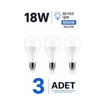 Şahnet 18w E27 Led Ampul 6500k Beyaz Işık 3 Adet Yüksek Aydınlatma Lamba