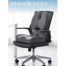 Yeni Nesil Visco Ortopedik Ergonomik Ofis, Araç, Ev Çalışma Sandalye Minder 2 Li Set Sırt Mideri Ve Oturma Minderi Gri