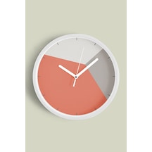 Soyut Geometrik Temalı Modern Duvar Saati - 30cm - Önü Camlı Beyaz Kasa - Sessiz Mekanizma-jh0438 Beyaz
