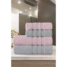 Riona Pamuklu 50x90-70x140 Cm 4&apos Lü Banyo Havlu Seti Pembe 4 Renk