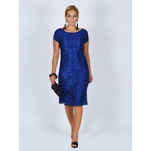 Nidya Moda Büyük Bedendantel Vako Elbise-4035Dsx Saks Mavi